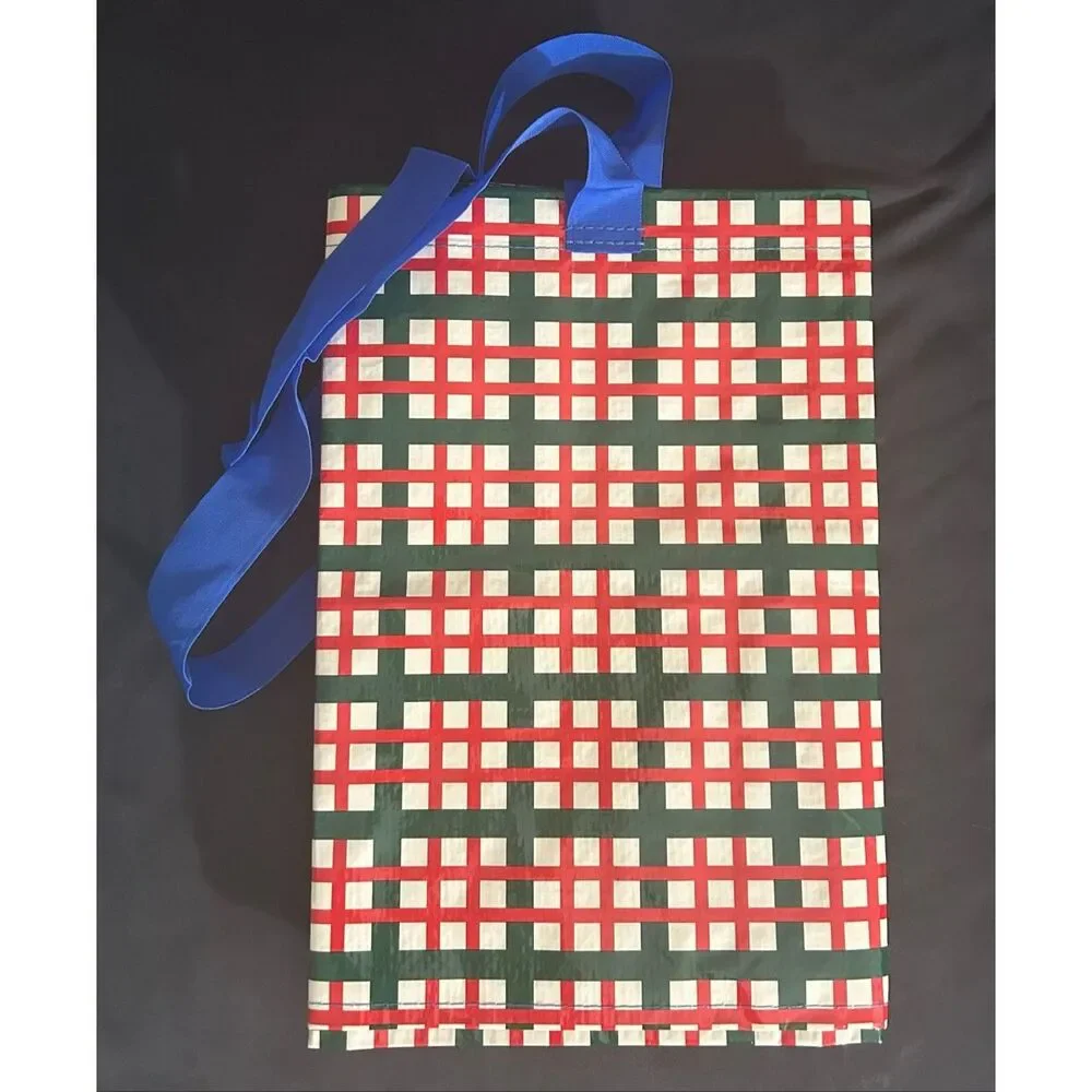Ikea VINTERFINT Shopping Bag Christmas Large, Check Pattern Multicolor NEW
